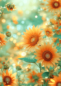 Purple Sunlit Sunflower Garden