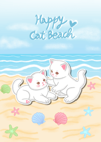 Happy cat beach cute