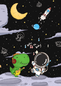 Music Dance Dino And Astronaut