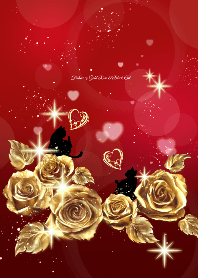 Fortune up Gold Rose & Black Cat RED
