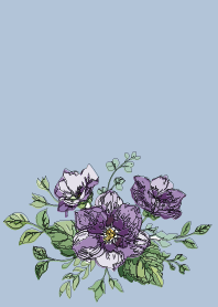 Hand-drawn dull blue pansy