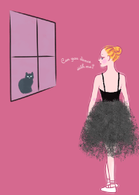 Ballerina and a Black Cat - Pink