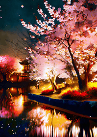 Beautiful night cherry blossoms#371