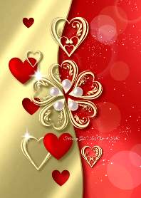 Fortune up Gold 5 Leaf Clover & Heart