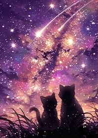 Romantic Wishing Star Couple Cats