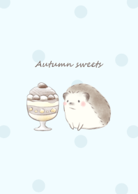 Hedgehog and Autumn sweets -blue- dot