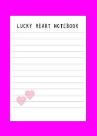 LUCKY HEART NOTEBOOK-NEON PINK-BLACK