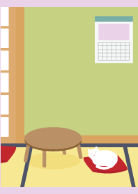 Cat in a room on light purple JP