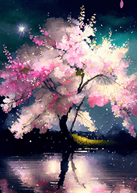 Beautiful night cherry blossoms#1257