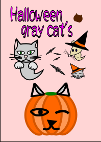 Gray cat Halloween theme