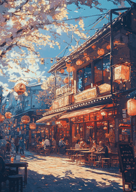 Purple Cherry Blossom Retro Street