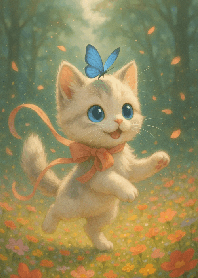 Kitten Lumi with blue butterfly 01