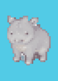 Rhinoceros Pixel Art Theme  Blue 03