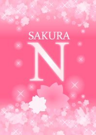 Nイニシャル 運気UP!かわいい桜デザイン