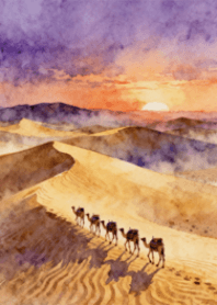 Desert Caravan Sunset