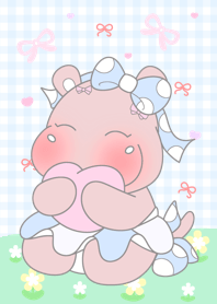 Little hippo with a blue bow