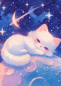 星球宇宙上的晚安貓咪❤️