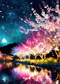 Beautiful night cherry blossoms#2783