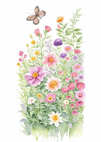 Flower garden with butterflies