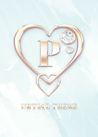 [ P ] Heart Charm & Initial  - Blue 2