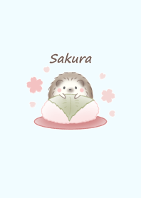 Hedgehog and Sakura -blue-