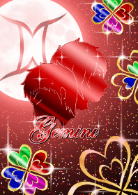 Gemini Man -four Leaf Clover Moon Red-