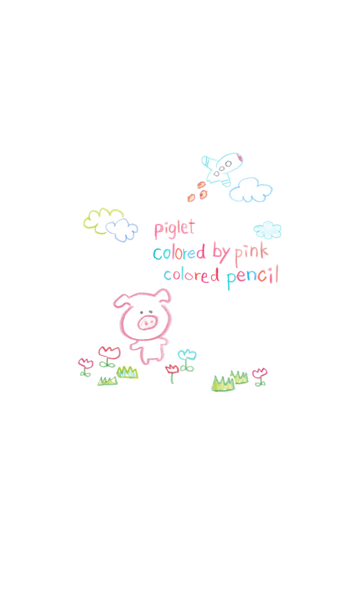 Piglet colored by pink colored pencil