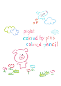 ピンク色の色鉛筆で描かれた子ぶた