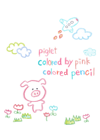 Piglet colored by pink colored pencil