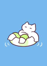 light green.(cat)(swim tube)