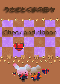 Rabbit and bear daily<Check and ribbon>