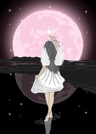 angel and the moon