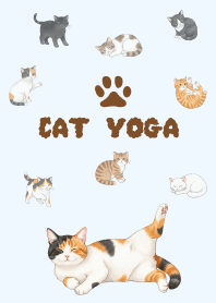 แมวกำลังเล่นโยคะ/สีฟ้า