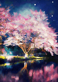 Beautiful night cherry blossoms#1791