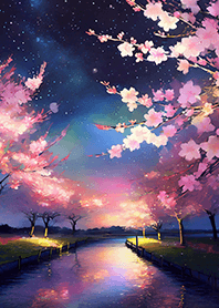 Beautiful night cherry blossoms#125