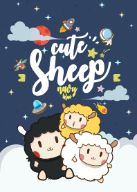 Cute Sheep Galaxy Navy Blue