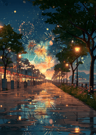 Black Summer Fireworks Night Walk