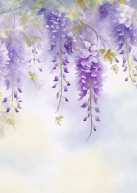柔和水彩紫藤花