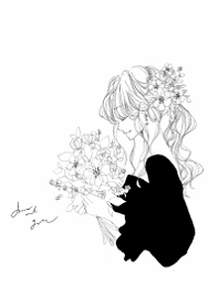 優しい花束ブーケを抱えた女の子・3