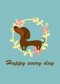 ダックスフンド付きの花輪