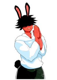 Coral-colored rabbit boy