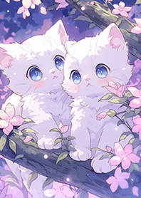 Kitten in a purple tree