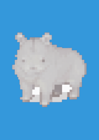 Rhinoceros Pixel Art Theme  Blue 02