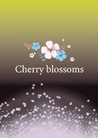 Black Yellow :Luck! Blue Cherry Blossoms