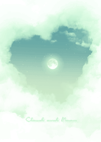 Heart Cloud & Moon  - mint green 01