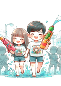 Cute Couple in Songkran Day V.4