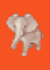elephant Pixel Art Theme  Red 05