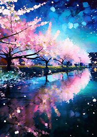 Beautiful night cherry blossoms#383