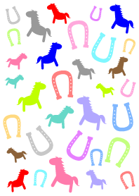 Colorful theme of horses and horseshoes