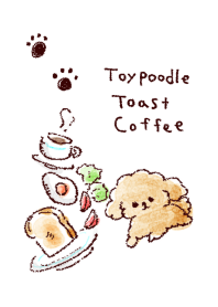 toy poodle toast coffee white blue. – LINE theme | LINE STORE